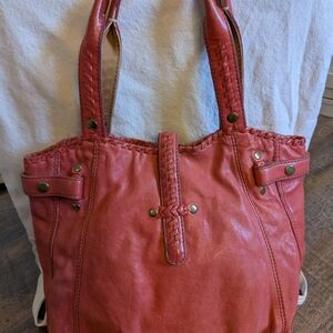 Lucky Brand Pink Leather Tote with Slouchy Design